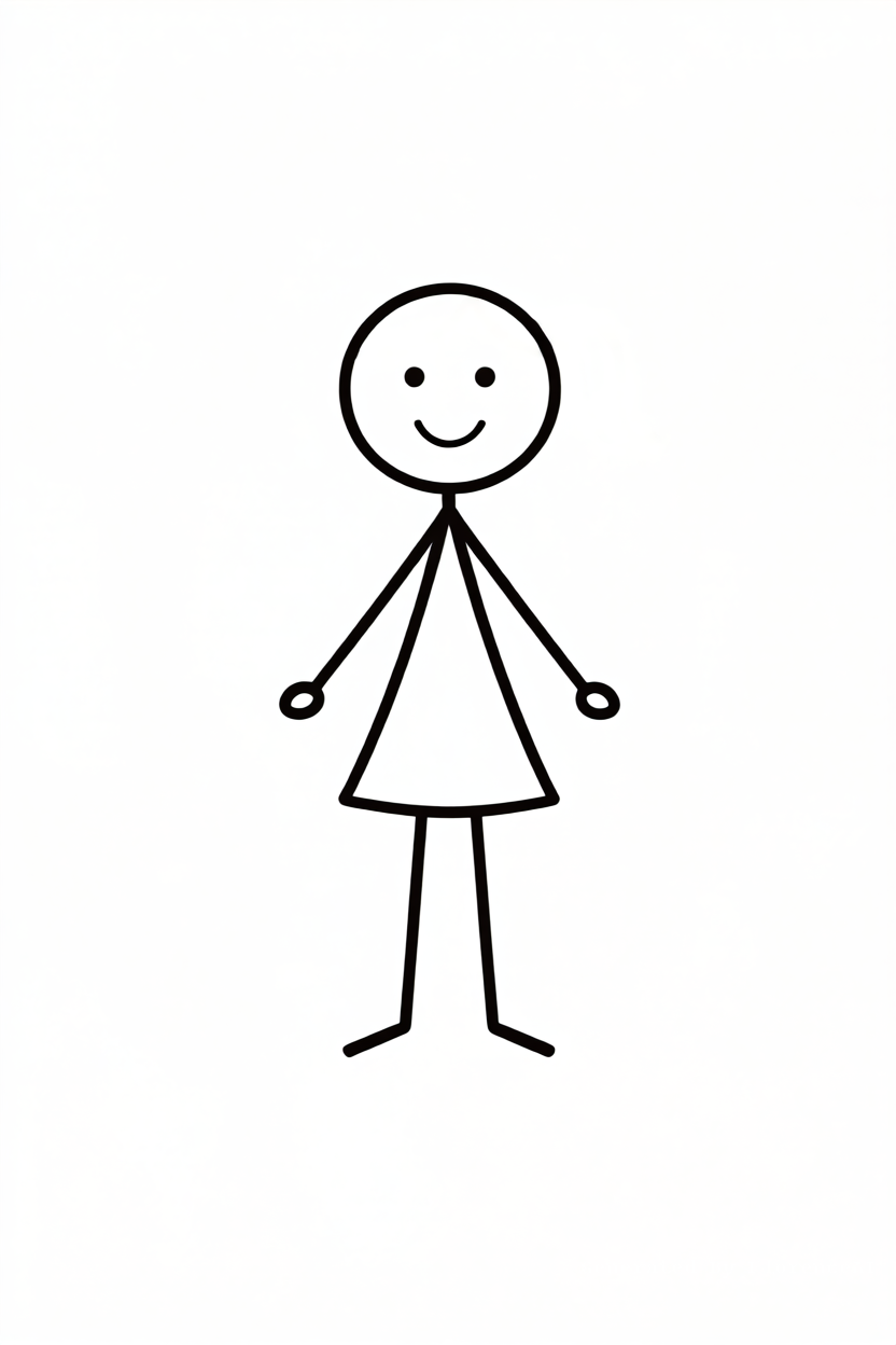 Female stick-figure writing budget numbers in note