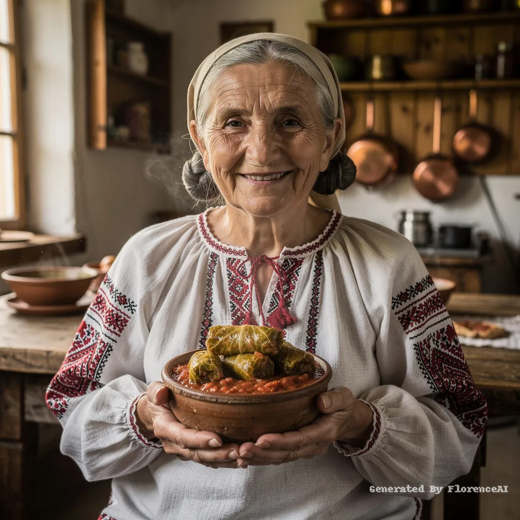 Photorealistic portrait of a cheerful elderly Roma