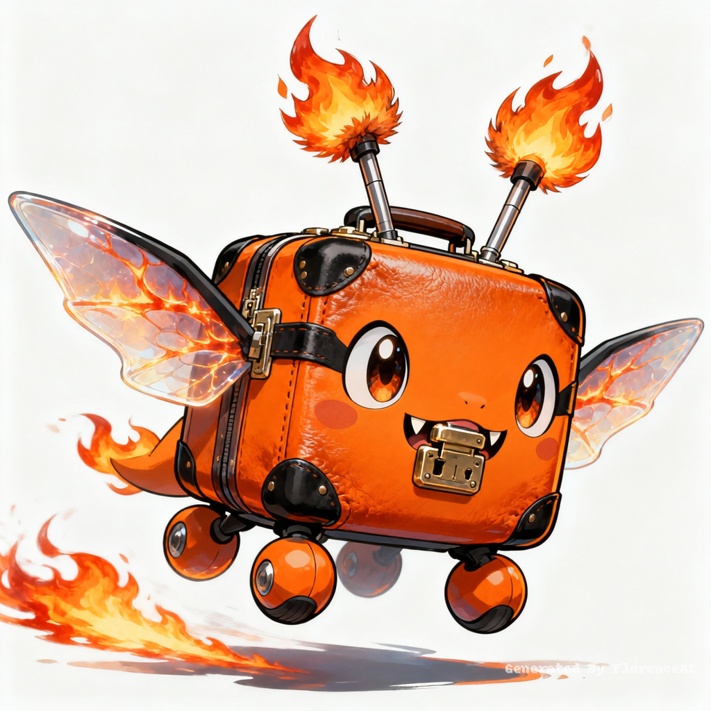 A Pokémon designed as a living suitcase, Fire/Flyi