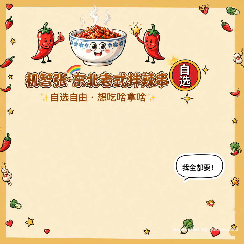 生成一张竖版菜单图片，A4比例（竖长形），画风是可爱卡通/手账风格，整体色调为浅奶油黄色背景，带一点