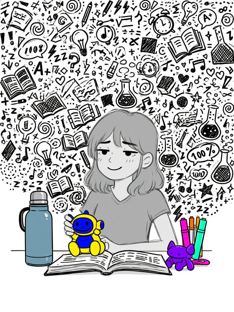 Black ink hand-drawn doodle on white background, E