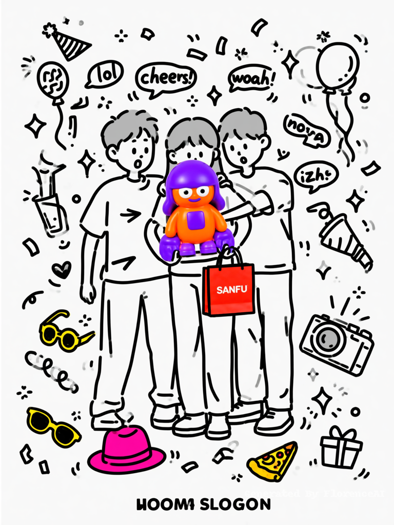 Black ink hand-drawn doodle on white background. T