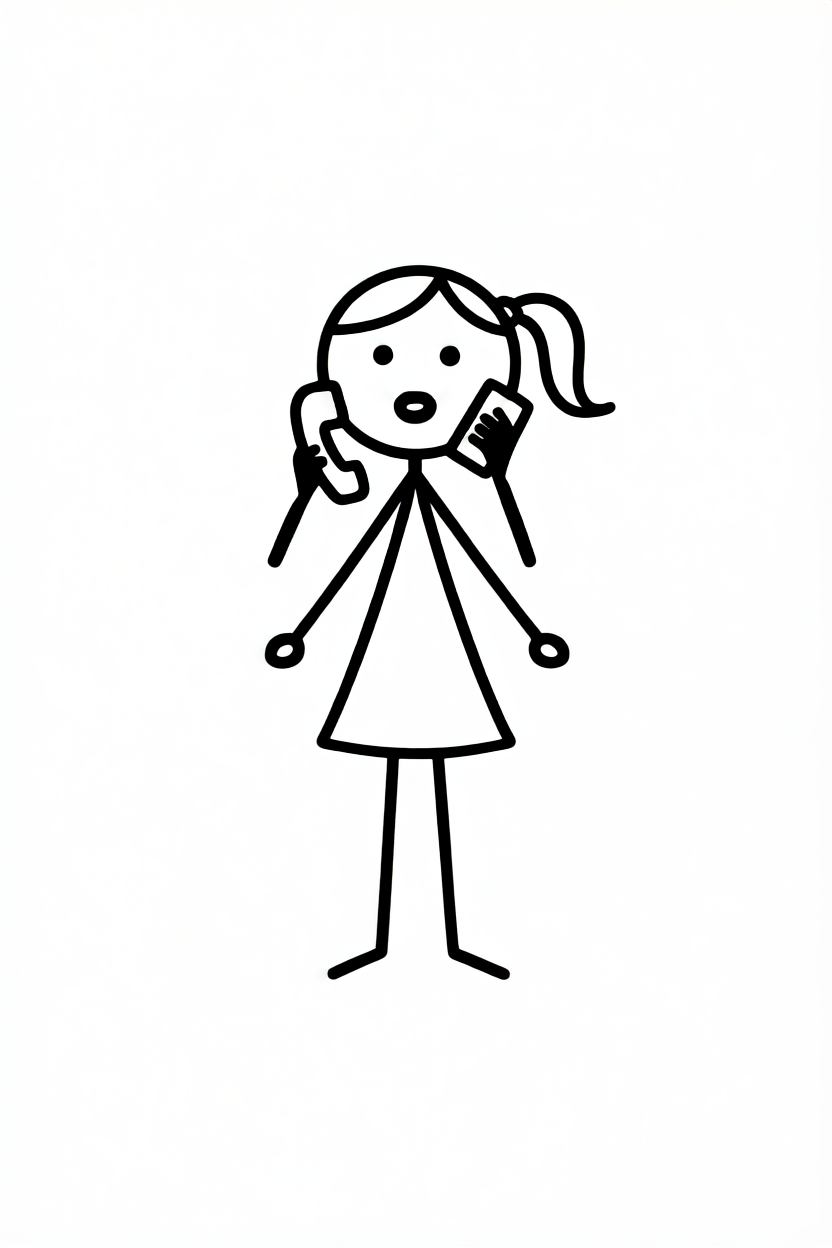 Female stick-figure peacefully sleeping at night a