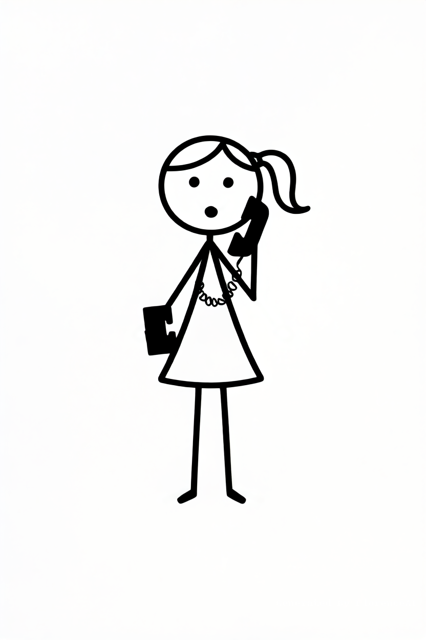 Female stick-figure peacefully sleeping at night a